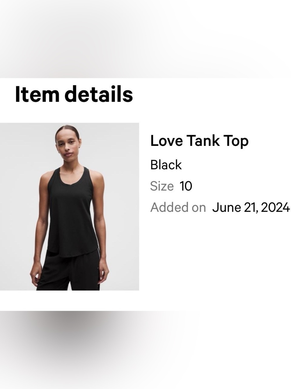 lululemon athletica Love Tank Top - Black